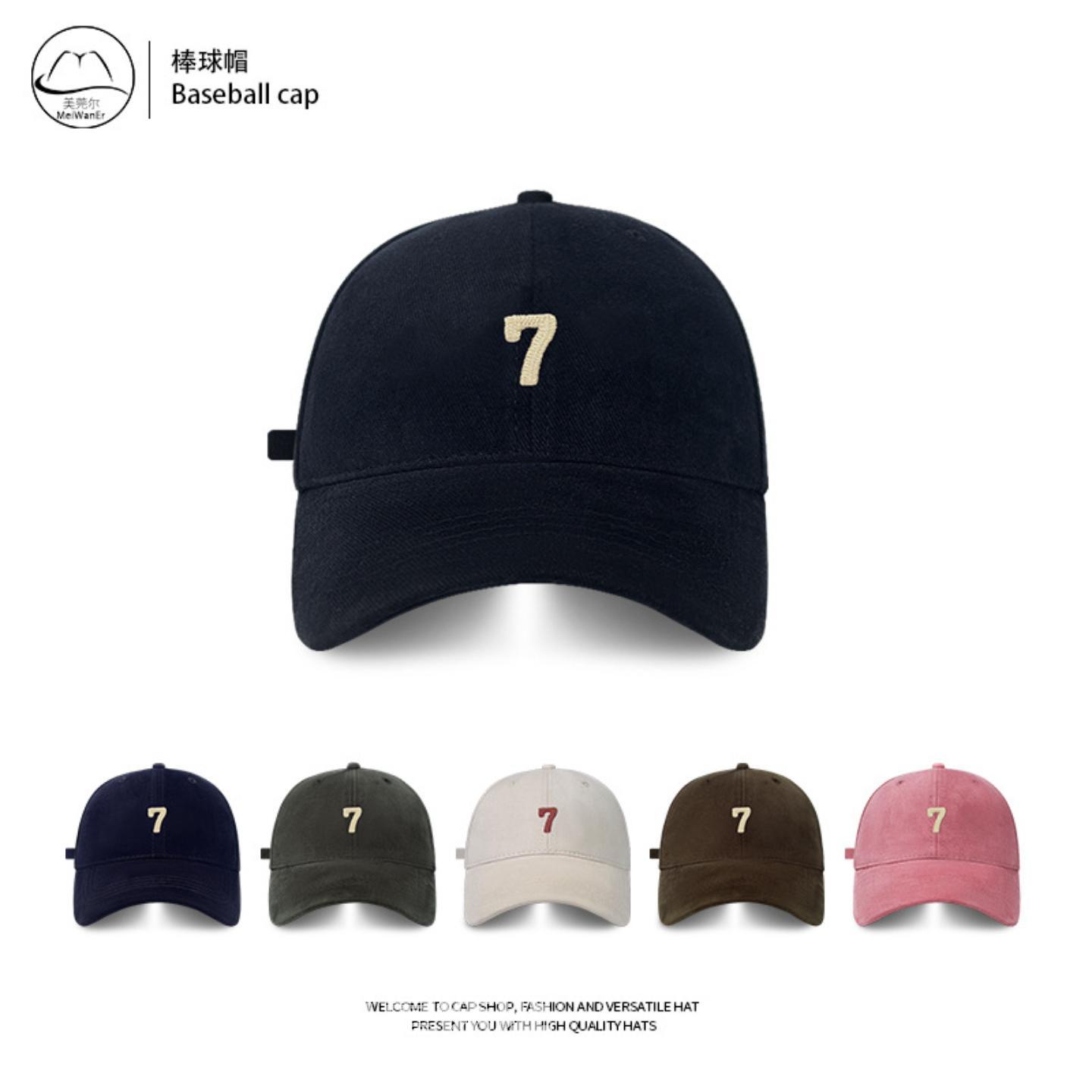 韩国刺绣数字磨毛棒球帽女秋冬时尚百搭韩版显脸小软顶鸭舌帽潮男
