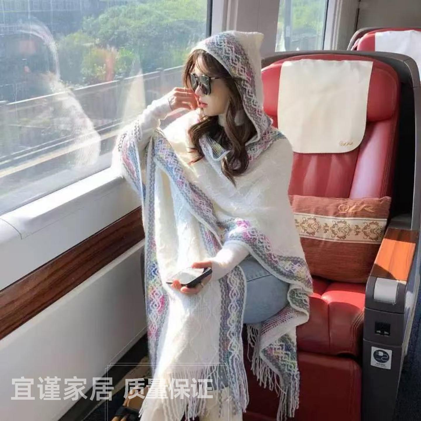 民族风连帽披肩女士外搭套头斗篷空调房披风云南西藏旅行拍照穿搭