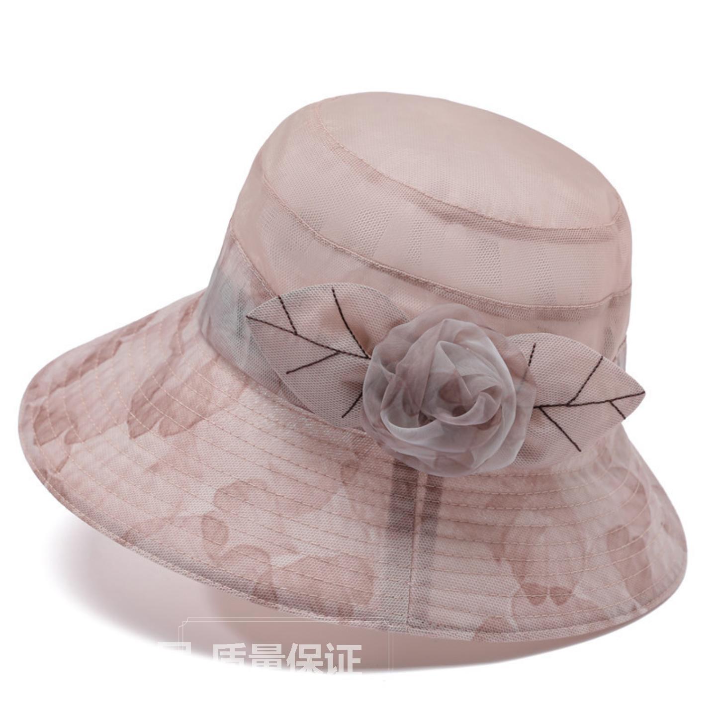帽子女夏天冰丝遮阳帽中年妈妈防晒太阳帽中老年人出游夏凉帽盆帽