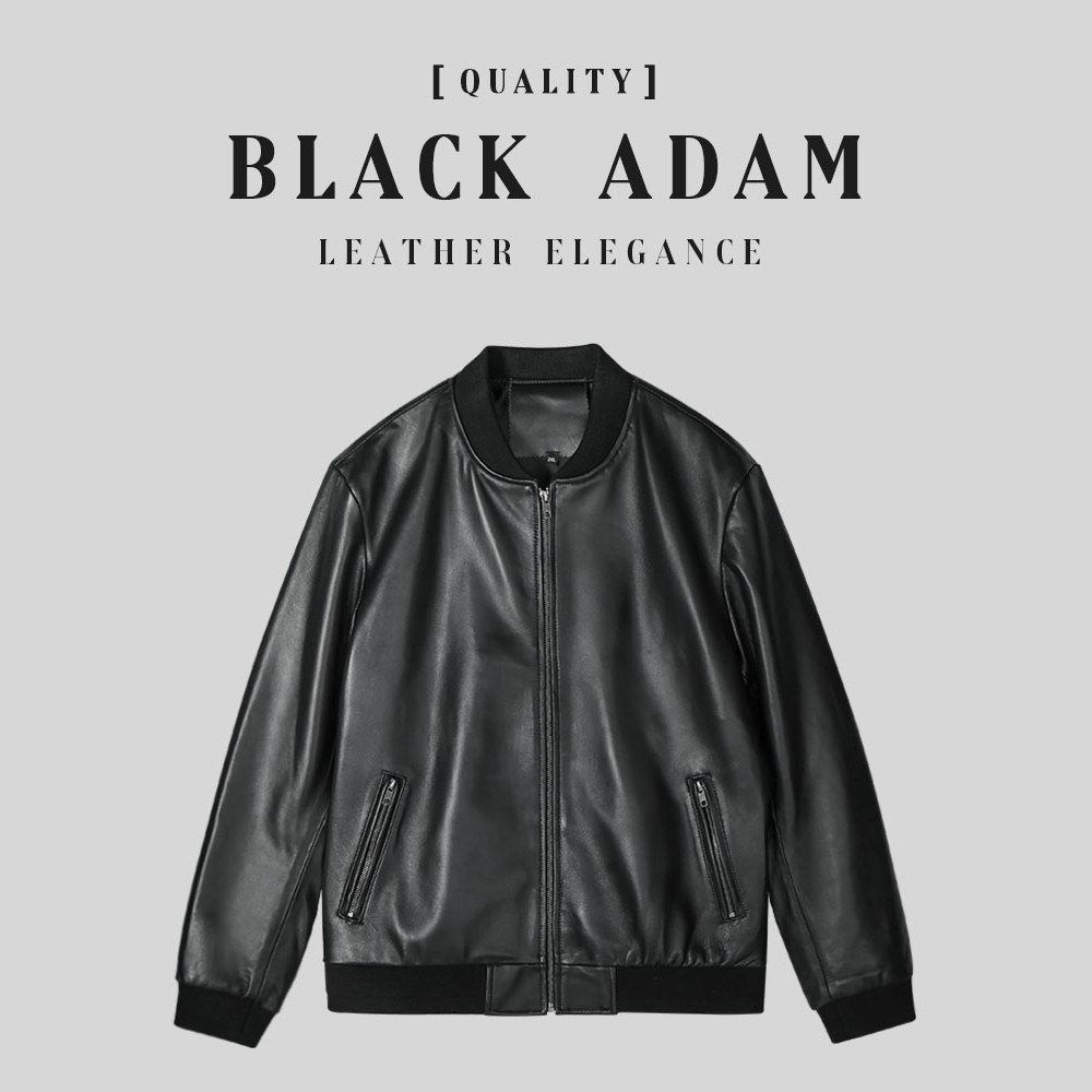 BlackAdam 真皮皮衣男式头层皮外套黑色休闲修身立领男士秋冬时尚