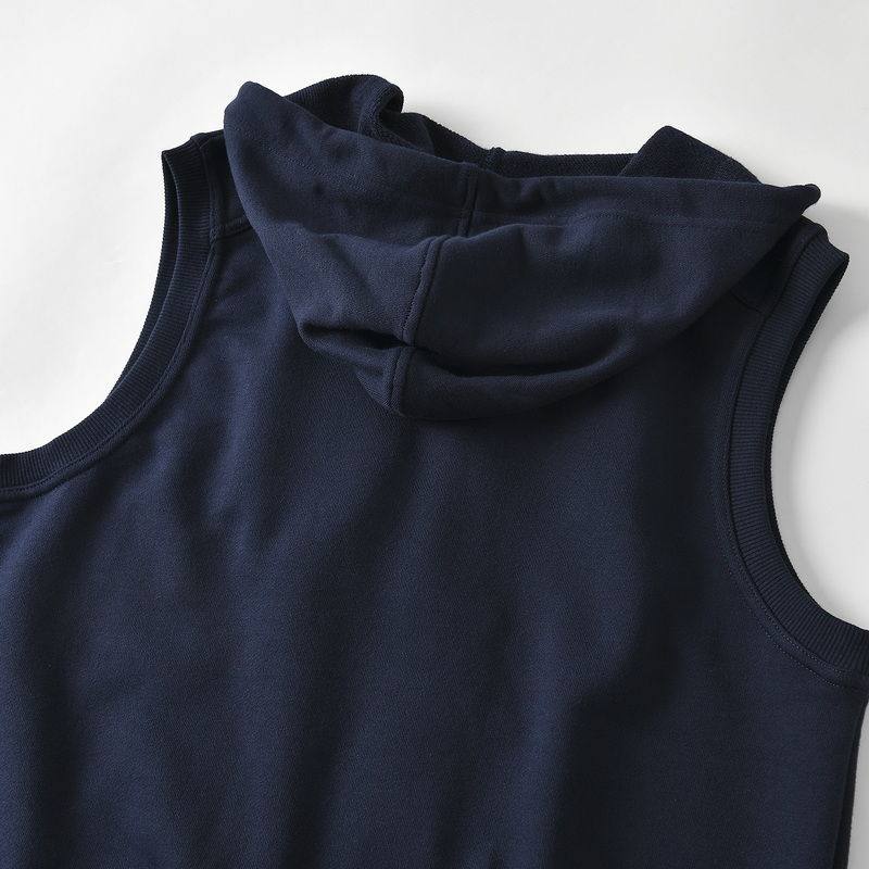 IT INS TRENDY BRAND HOODED VEST MENS SPRING AND AUTUMN COTTON WASHED STRETCH TERRY SPORTS CASUAL SLEEVELESS VEST JACKET