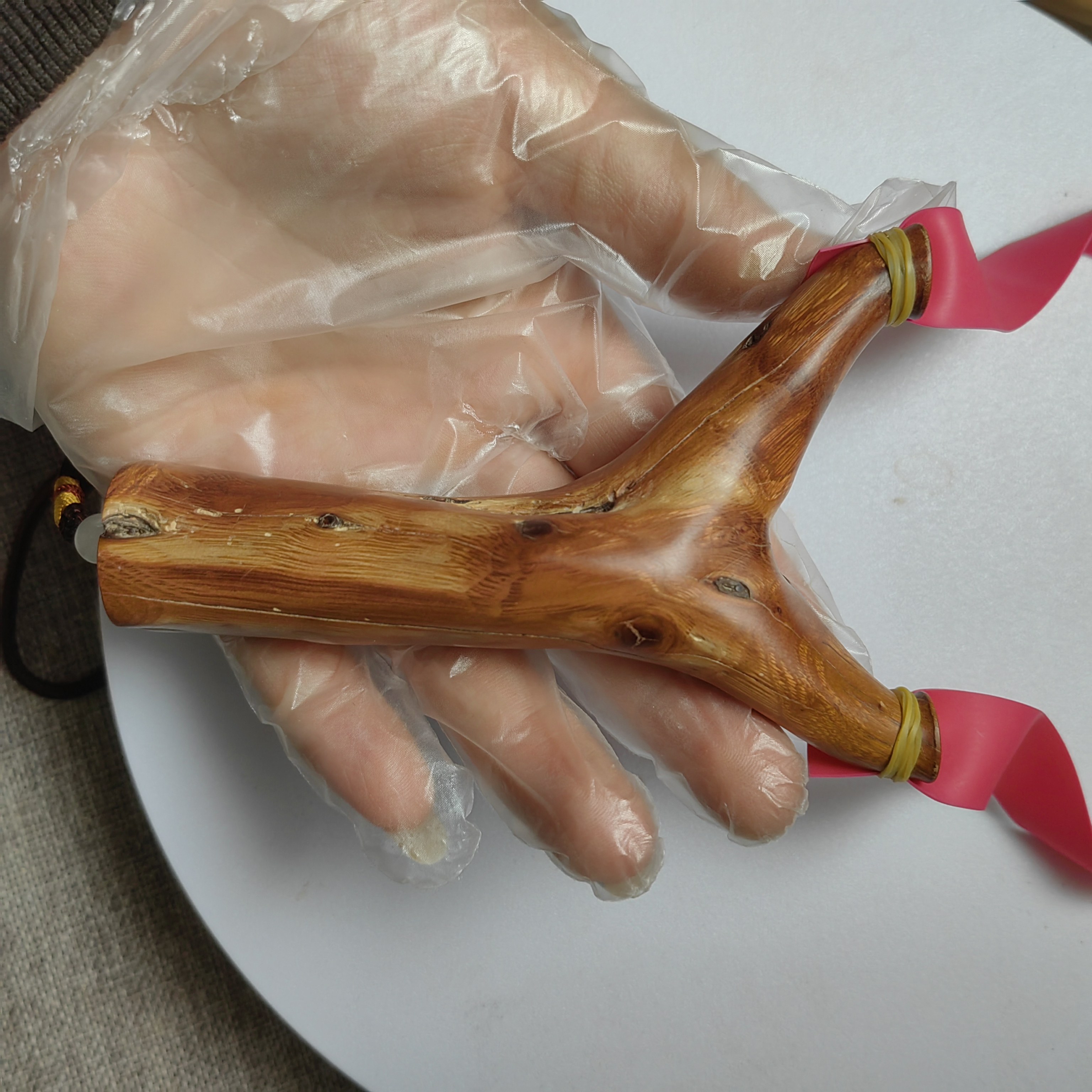 麻利原叉弹弓带自然裂纹虫洞介意慎拍纯手工长120宽84撑头14mm