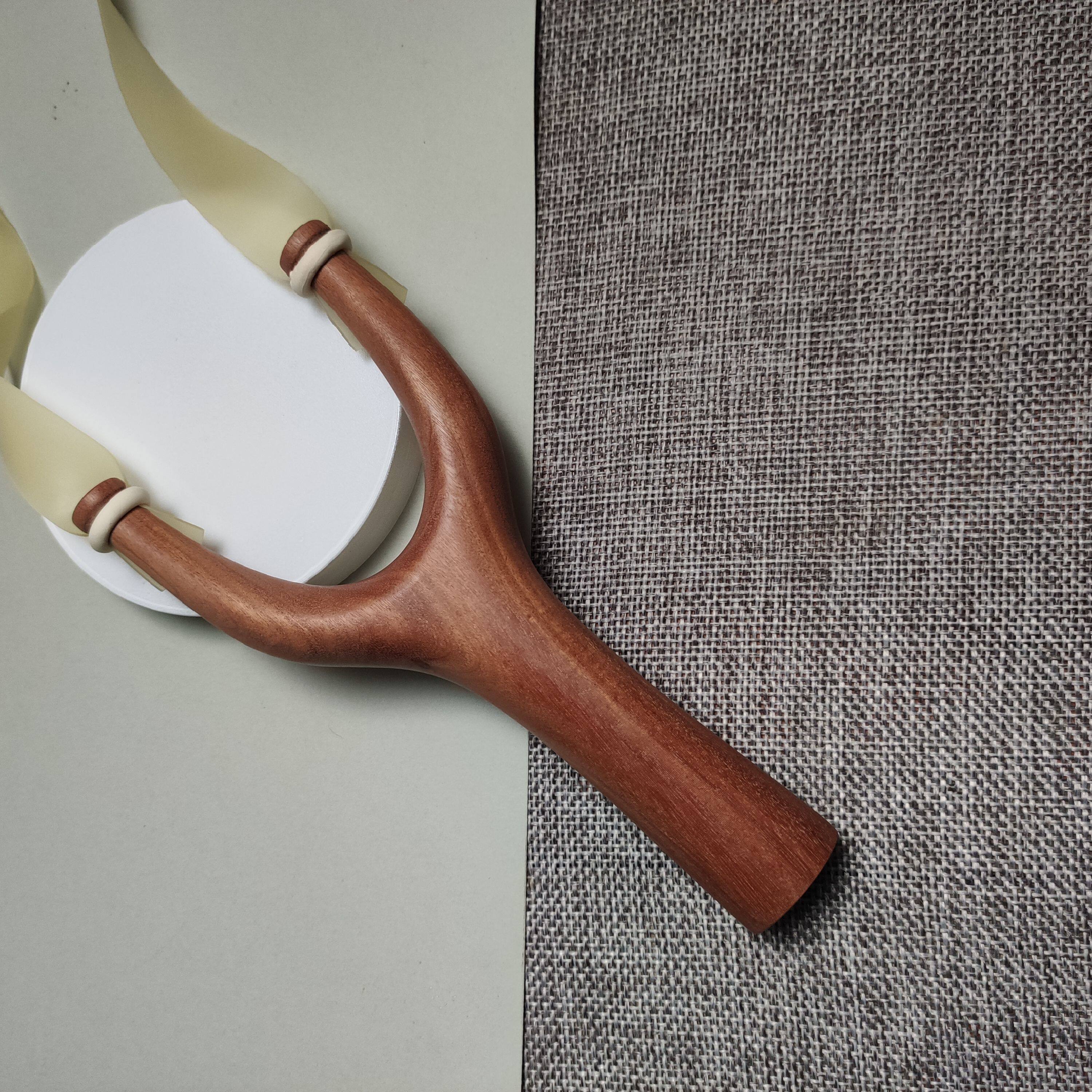 红檀香木直把飞虎弹弓免绑圈扁皮筋专用传统怀旧玩具户外竞技运动