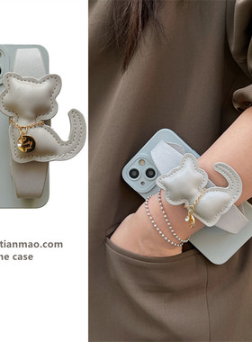 恬妤 灰色猫咪腕带适用于iphone13手机壳苹果12 promax保护套11苹果xsmax奶奶灰8plus斜挎13promax新款xs/xr