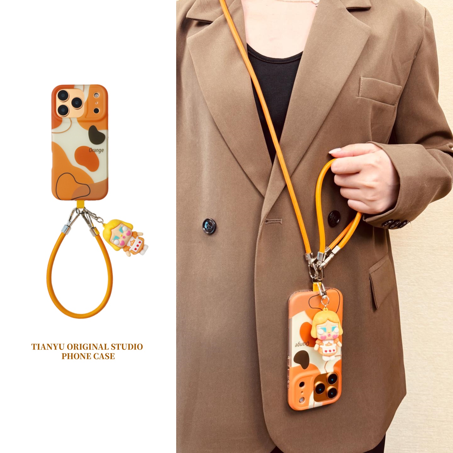 iphone系列秋冬橙色哭娃手机壳