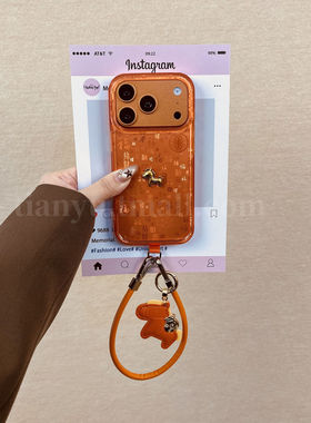 恬妤 中国风橙色百福图立体小金马适用于iphone17promax手机壳苹果16复古14pro喜庆15带挂绳16pro马到成功13