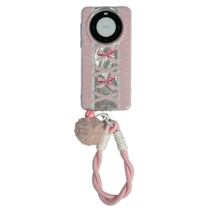 恬妤 少女粉蕾丝花边蝴蝶结适用于华为mate60pro手机壳华为mate60公主风mate60pro+铃铛mt60可背带5g斜挎60p