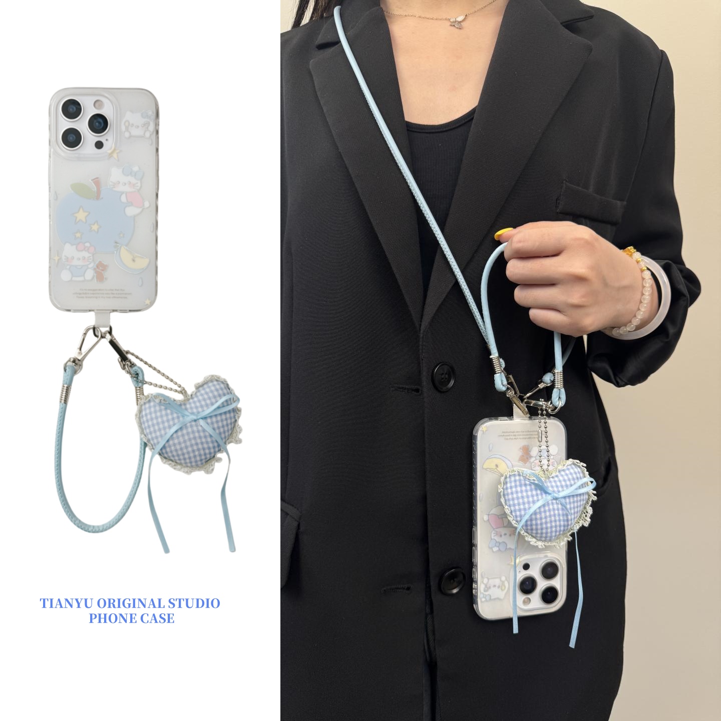 iphone系列清新蓝苹果kt猫手机壳