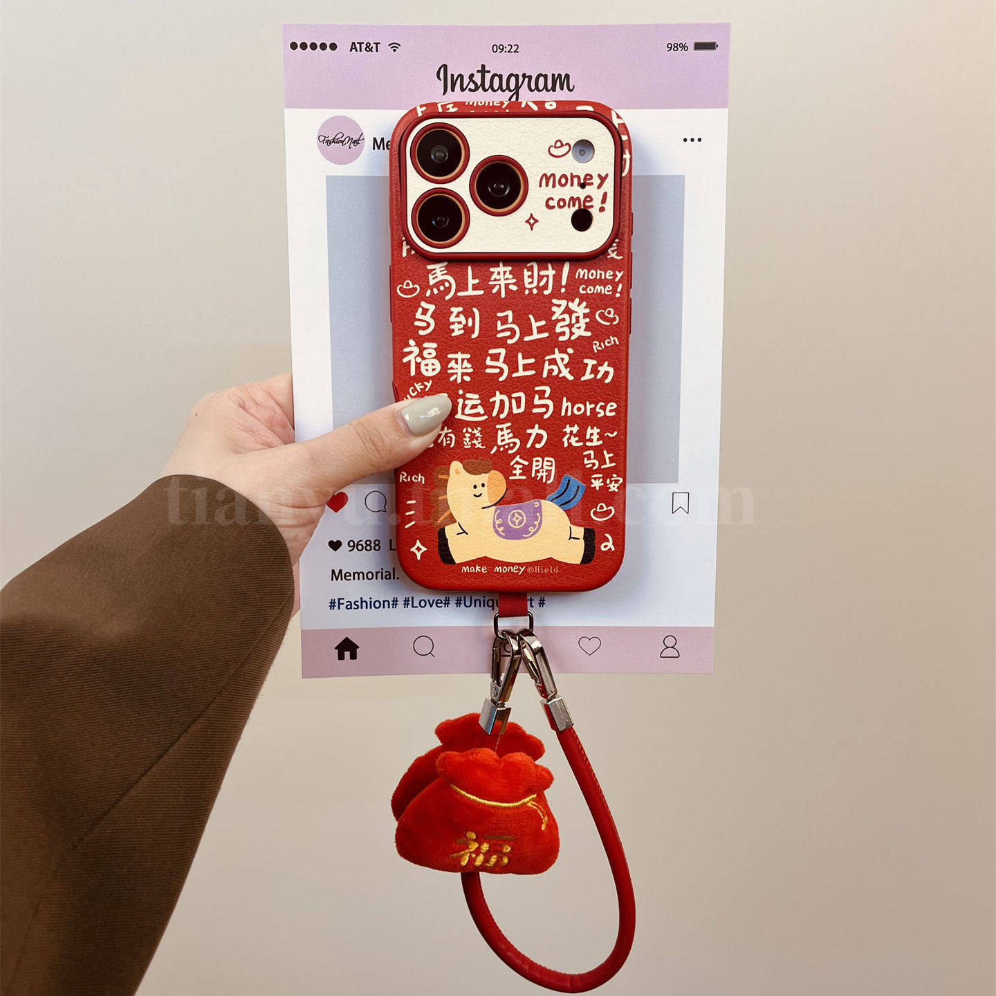恬妤 新年红色马上来财文字适用于苹果17promax手机壳iphone16pro可爱16福袋挂绳14全包15pro寓意好物17马年,3C数码配件,手机保护套/壳,淘宝优惠券,粉丝福利购,淘宝优惠卷