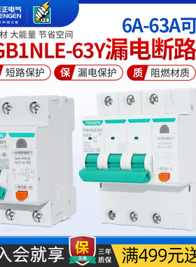 TENGEN天正电气小体积漏电保护器开关断路器TGB1NLE-63Y窄体漏保