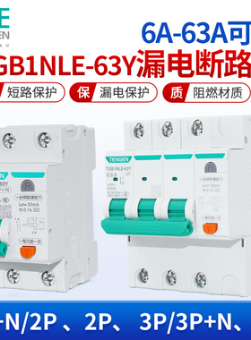 TENGEN天正电气小体积漏电保护器开关断路器TGB1NLE-63Y窄体漏保