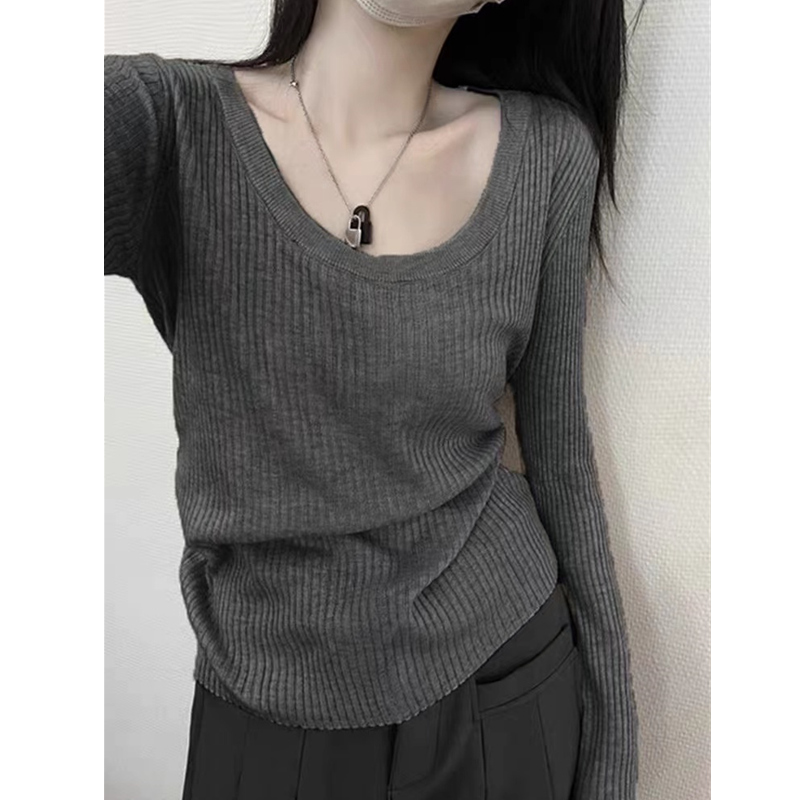 特大码300斤圆领锁骨内搭针织衫