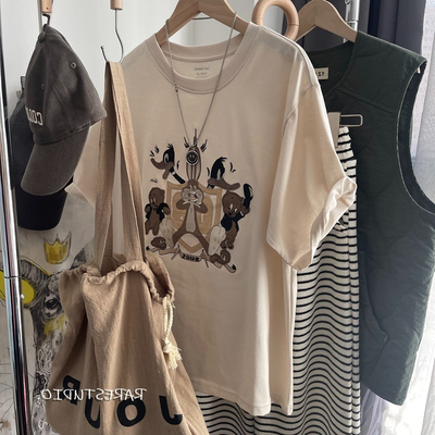 特大码300斤兔八哥印花大版短袖T