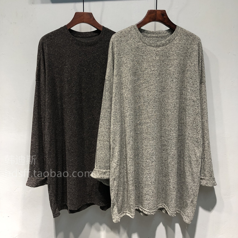 胖MM大码中长款大版纯色长袖T恤