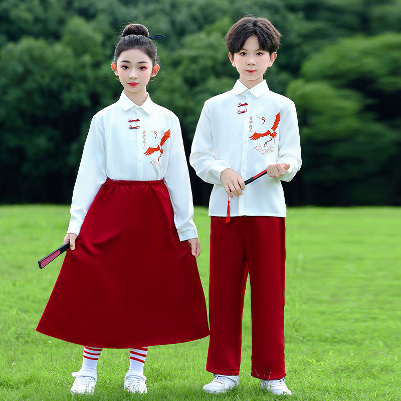 元旦儿童演出服新中式国风校服班服合唱诗歌朗诵幼儿园小学生汉服