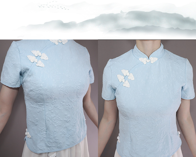summer new pattern Retro Ethnic style frog Cotton and hemp Self cultivation jacket Short sleeved Chinese style Improvement Cheongsam 1 Tang costumein the Women's clothing/Boutique , Costume/National costume/Stage costumes , Costume/Chinese clothing , Jacket  category - from Buy2taobao.com to provide professional Taobao agent buy service