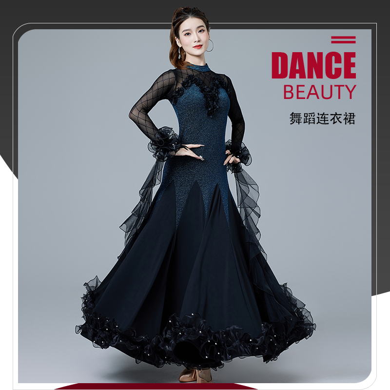 摩登舞裙女新款国标舞拉丁舞交谊舞恰恰舞广场舞大摆连衣裙表演服