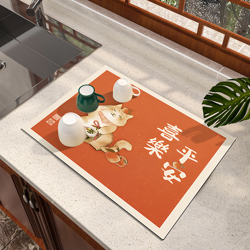 厨房灶台台面沥水垫新中式防滑碗盘餐垫茶几吧台吸水隔热防烫杯垫