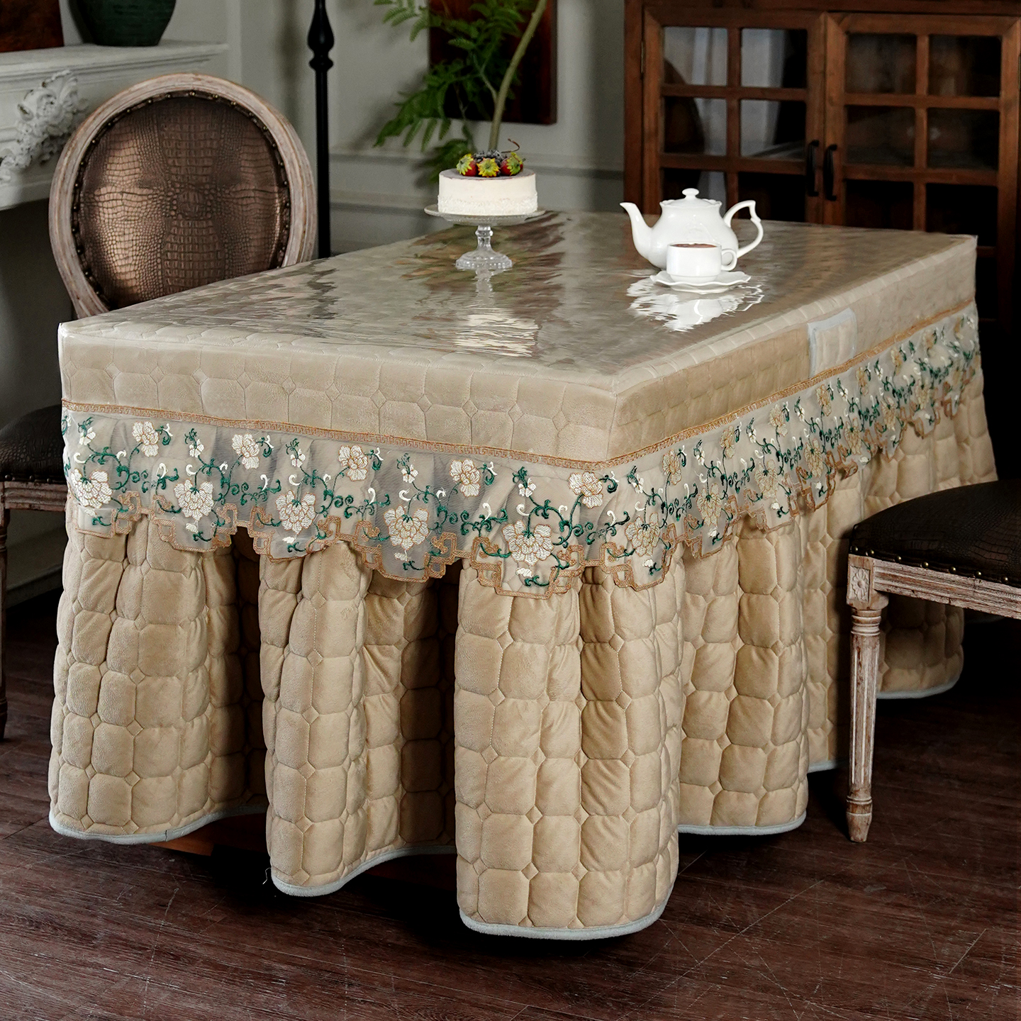 轻奢烤火桌罩套透明PVC桌布