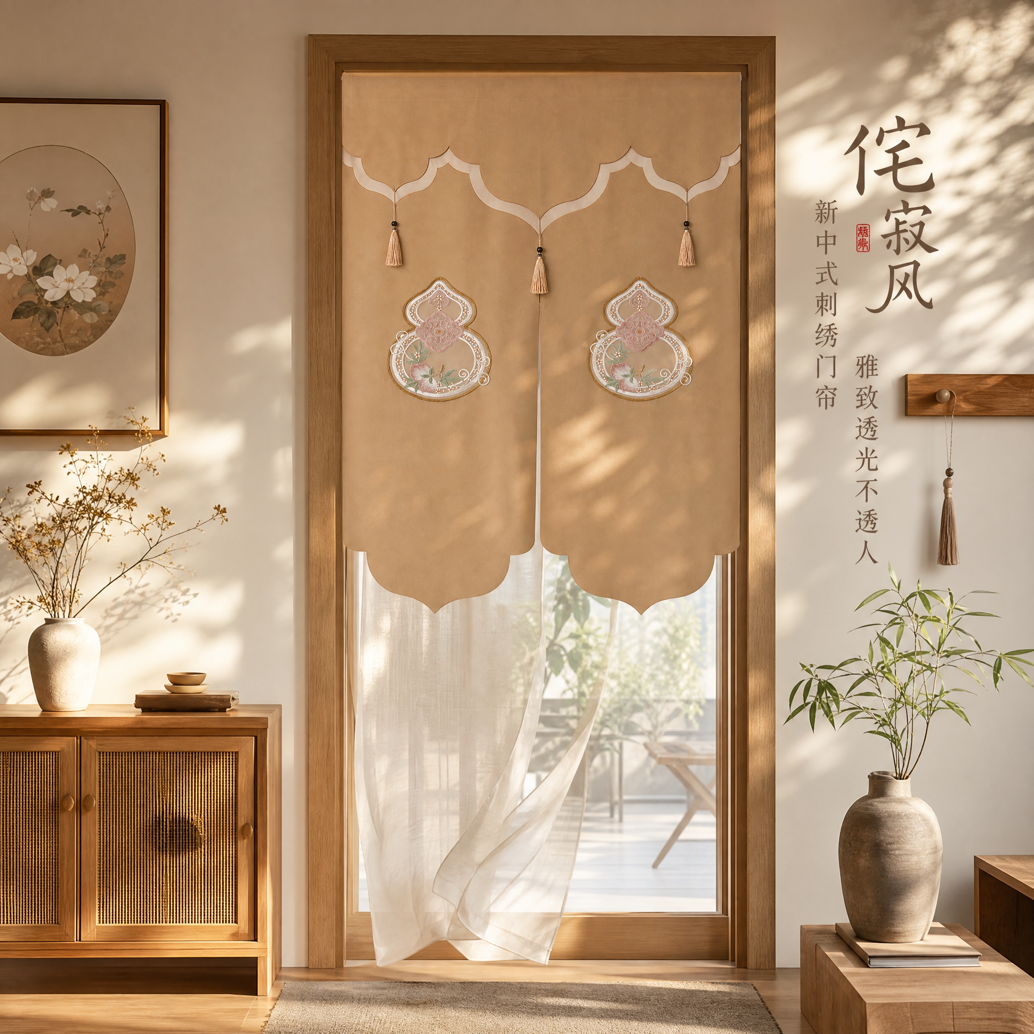 中式福禄门帘隔断帘家用遮挡帘图片