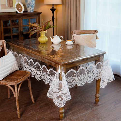 透明蕾丝软玻璃免洗防水防油桌布