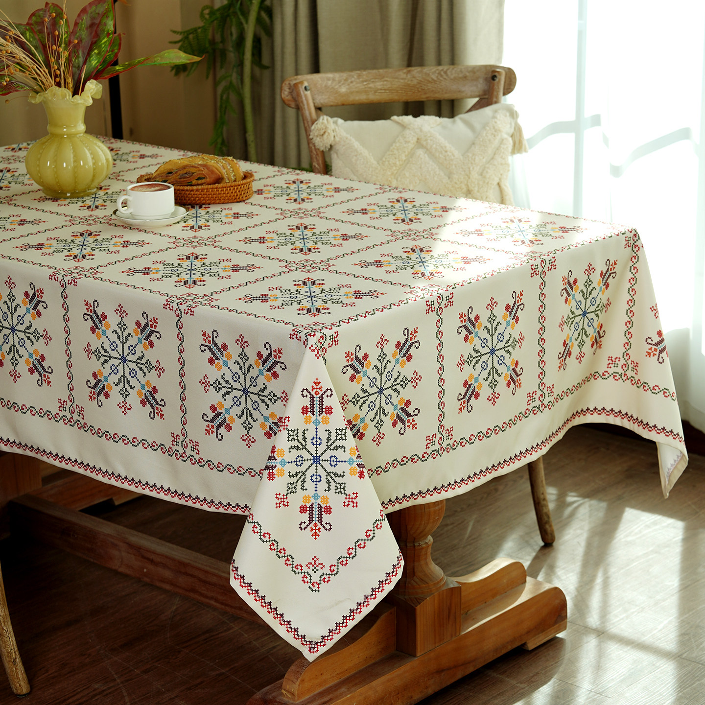 法式复古仿绣花桌布复古餐桌台布