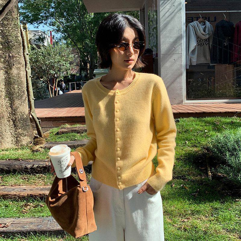 100韩系穿开衫羊毛衫外套MOXI女