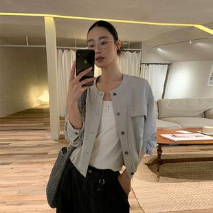 十三行新款 夹克圆领工装 韩版 外套52789MOXI女装 衬衫 春季