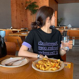 韩版 印花新款 撞色1133M上衣OXI十三行字母T恤春季