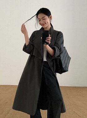 风衣立领52758MOXI春季气质外套十三行薄款长款新款韩版女装