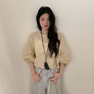 纯色660女装 十三行韩系简约圆领84MOXI 衬衫