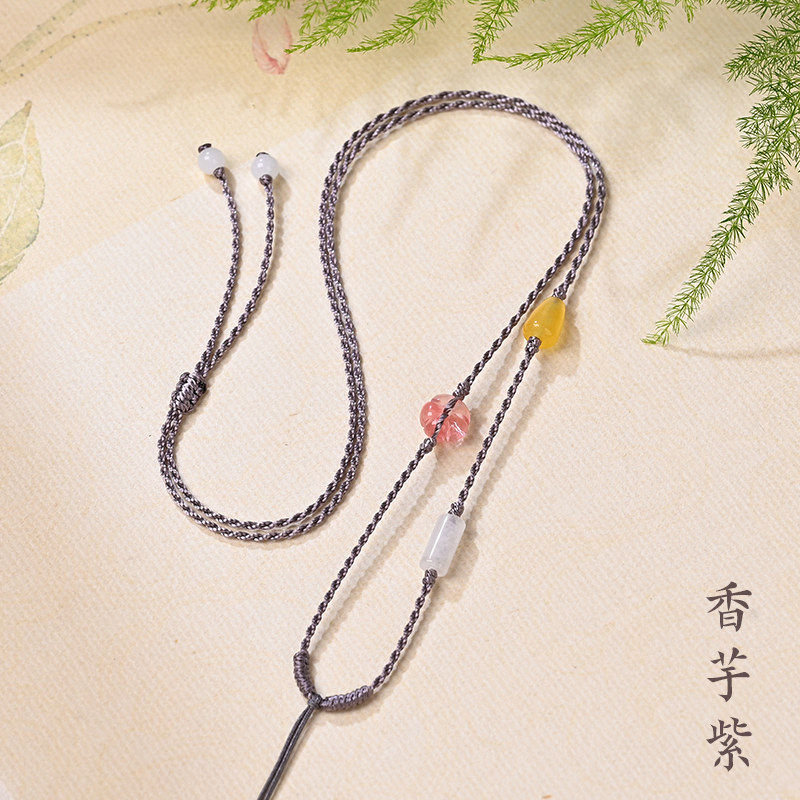 通体手工编织吊坠挂绳玉石翡翠项链绳玛瑙佛牌挂脖绳子可调节高档
