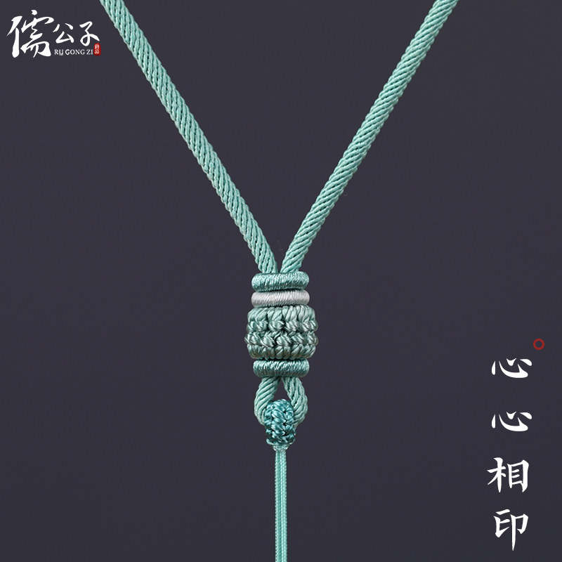 简约翡翠吊坠挂绳玉佩项链可调节男女士手工编织红黑玛瑙挂坠绳子