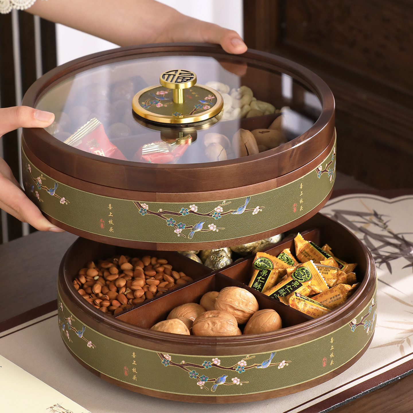 新中式实木干果盒果盘客厅茶几
