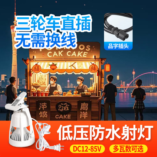 电瓶低压摆摊夜市灯轨道射灯12v24v36v48v60v三轮车照明摆摊射灯