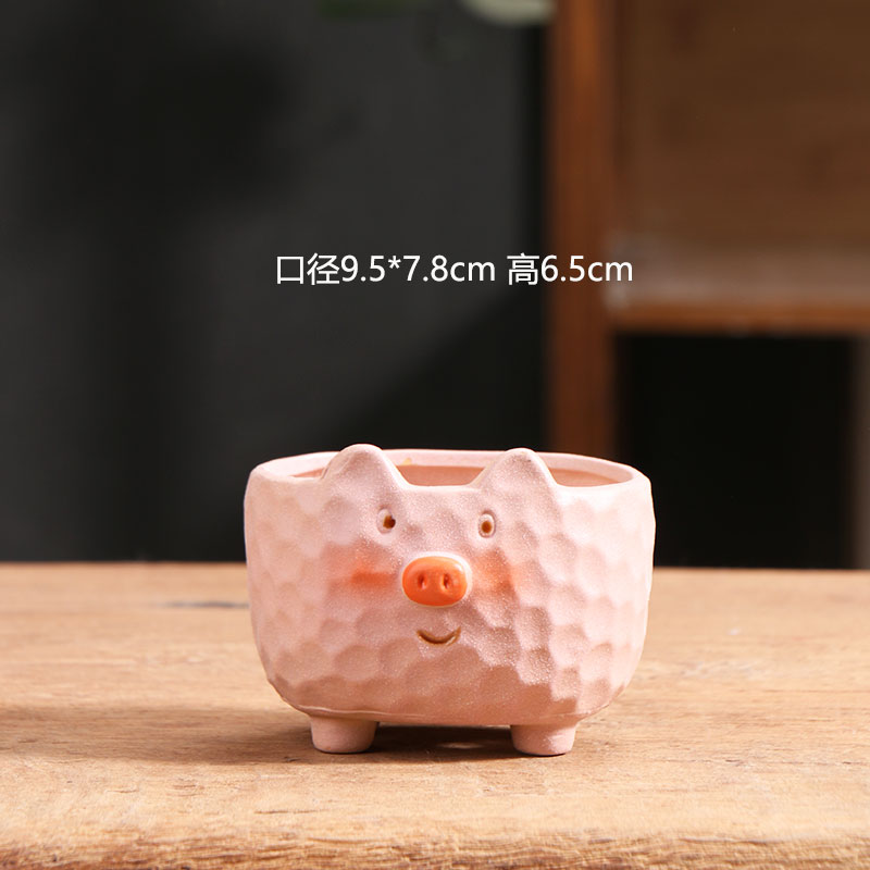 多肉花盆可爱卡通粗陶厂家直销