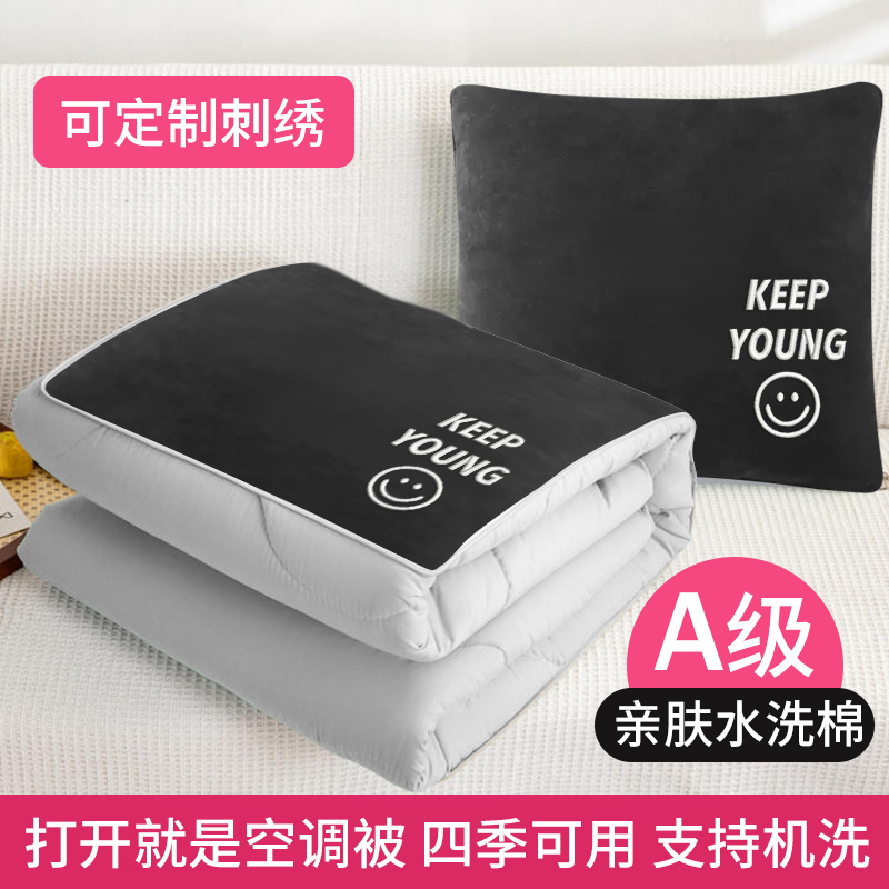刺绣抱枕被子两用四季车载靠枕办公室H沙发毯子枕头被空调被二合