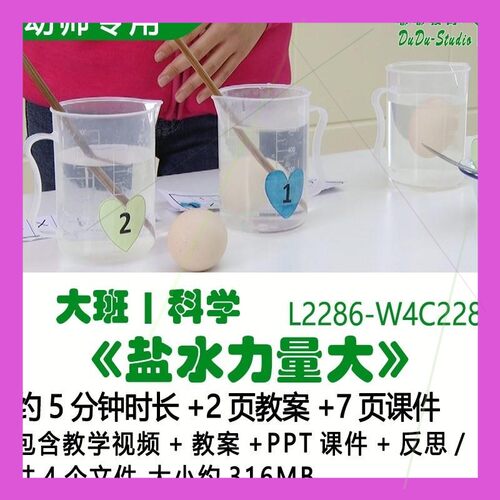 微课幼儿园优质课公开课大班科学教案PPT课件《盐水力量大》反思
