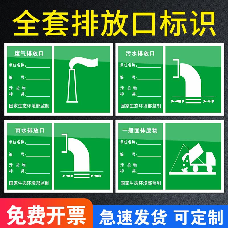 废气排放口标识牌一般固体废物标识贴污水雨水排放口噪声排放源危险废物标识牌标志警示贴警告标志铝板反光膜