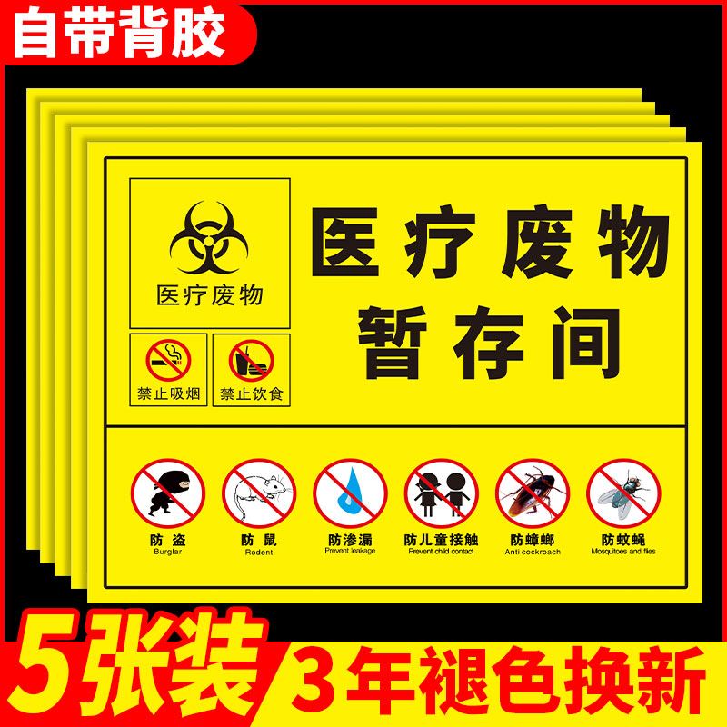 医疗废物标贴医疗废物暂存间标识牌感染性废物标识医疗垃圾标识贴警示牌感染性损伤性危废标签处置流程图定制-封面