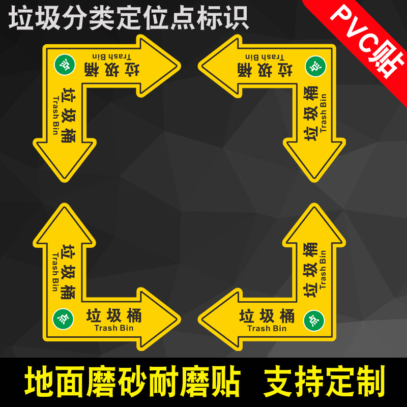 垃圾桶定位贴物品定位点标示消检防火灭火器定位点6S定位管理标识