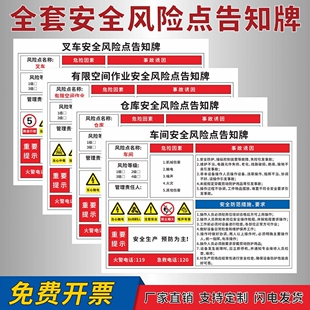 空压机叉车铣床安全风险点告知牌喷漆房职业危害标志牌当心触电机械伤人标识贴车间仓库有限空间作业警示牌