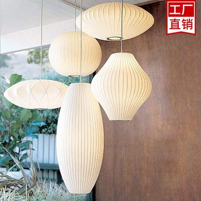 中式餐厅灯 卧室床头禅意榻榻米酒店楼梯灯笼 新中式蚕丝布艺吊灯