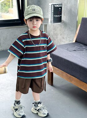 男童夏季套装2026新款帅气时髦3岁5中小童宝宝衣服儿童短袖两件套