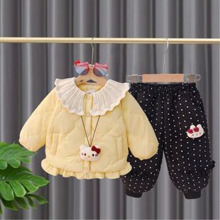 童装女童套装冬季2025新款儿童棉服小女孩冬装棉裤加绒加厚秋冬款