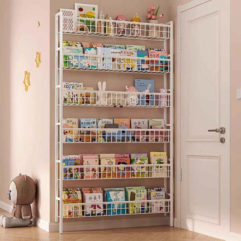 厨房门后置物架落地免打孔壁挂书架铁艺架子墙上省空间超薄收纳架