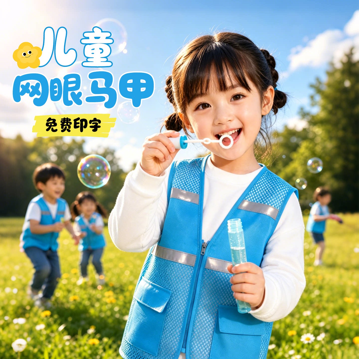 儿童夏季反光马甲定制LOGO字马甲