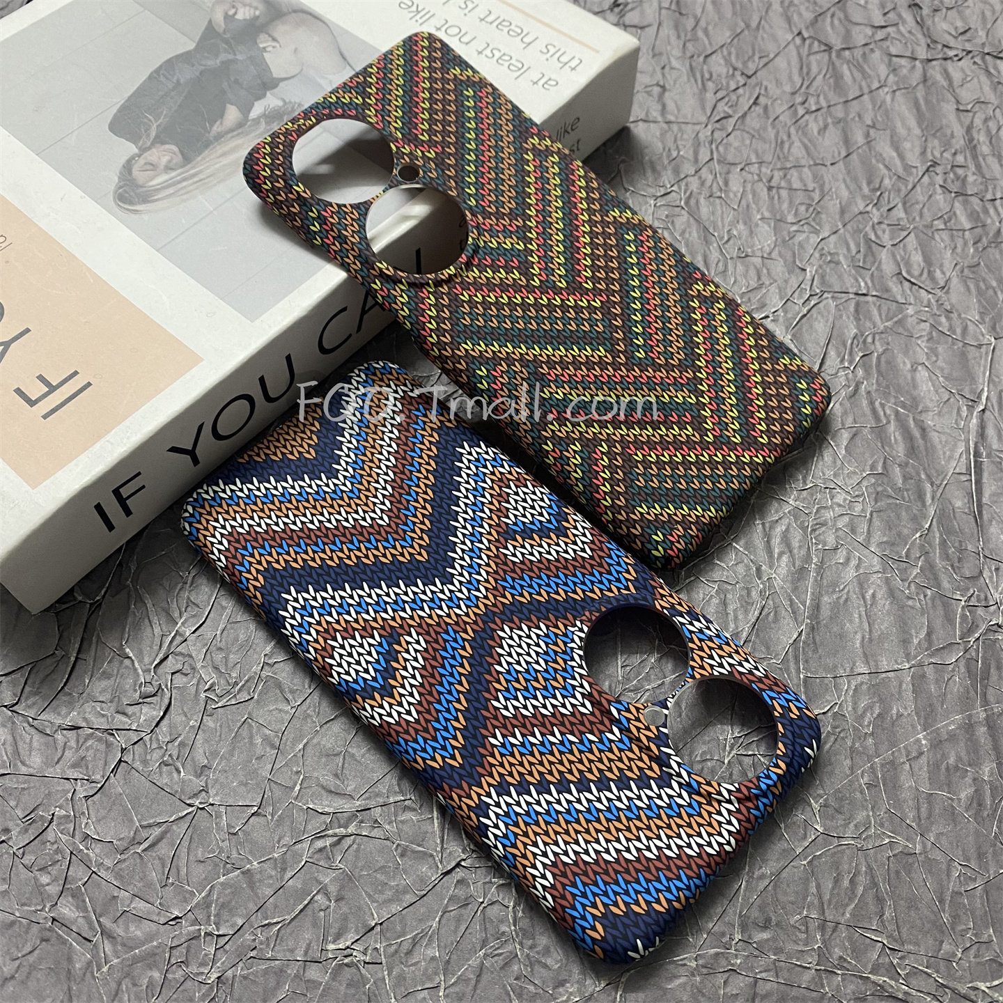 Fqo 凯夫拉编制纹理图案适用华为P50手机壳p50pro浮雕夜光蓝白条纹极简高级感防摔保护套PC硬壳全包镜头男女,3C数码配件,手机保护套/壳,淘宝优惠券,粉丝福利购,淘宝优惠卷