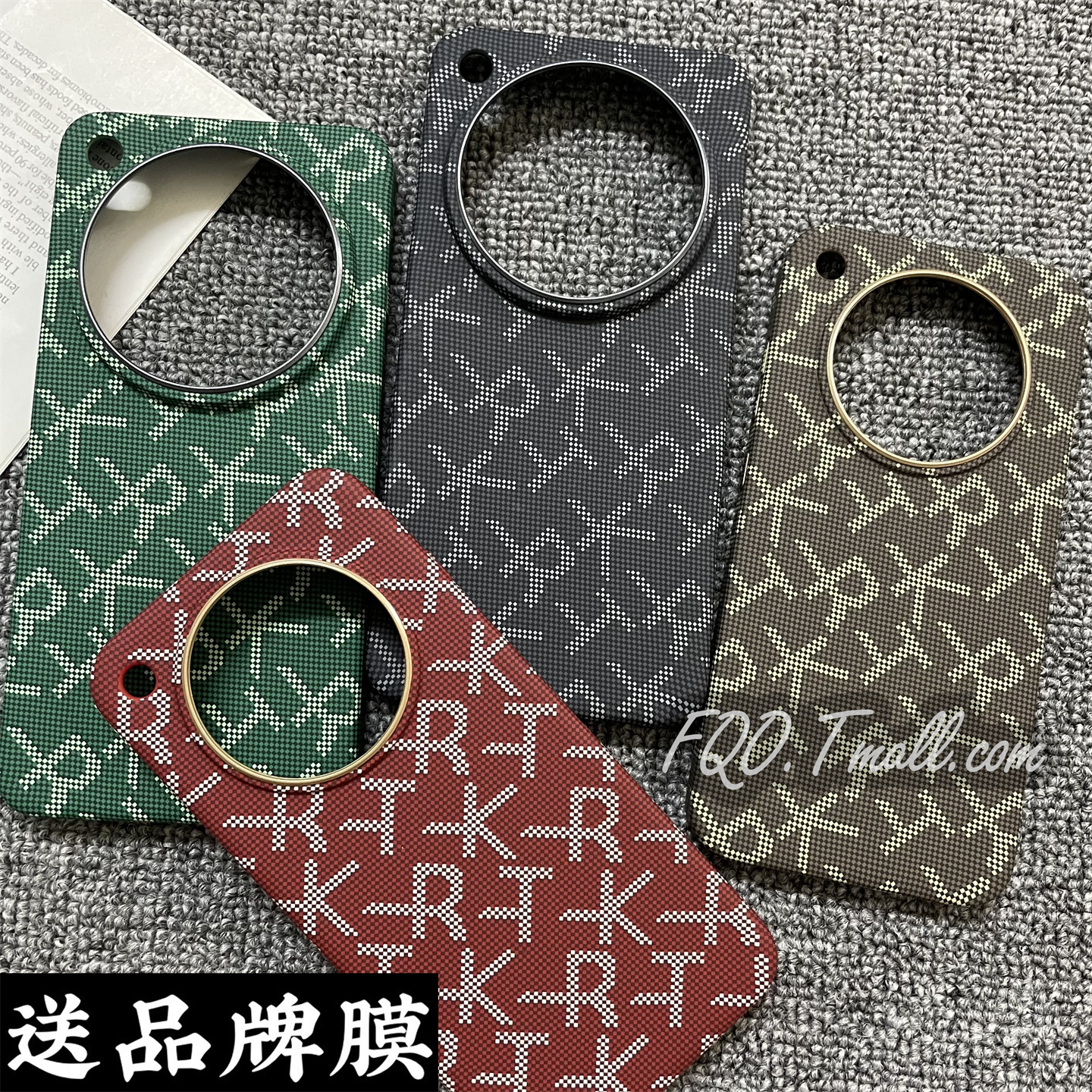 Fqo 适用OPPO Findx8手机壳老花字母RTK新款findx8 pro碳纤维纹理X8s+金属镜头圈磨砂ultra凯夫拉纹理findx8s