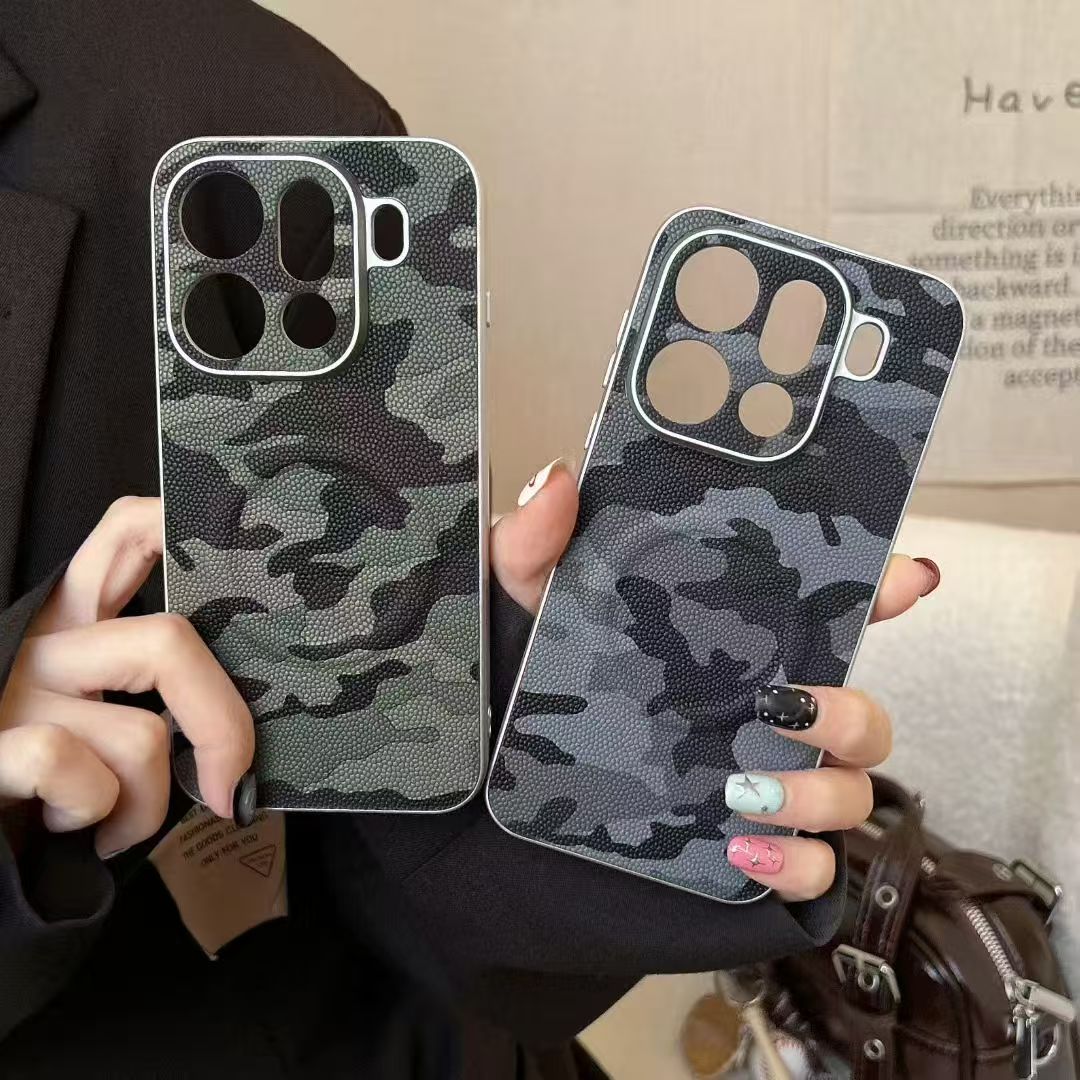 Fqo 迷彩皮纹适用OPPO FindX9Pro手机壳新款银边findx8ultra磁吸Magsafe全包硬壳Reno13防摔保护reno14Pro套